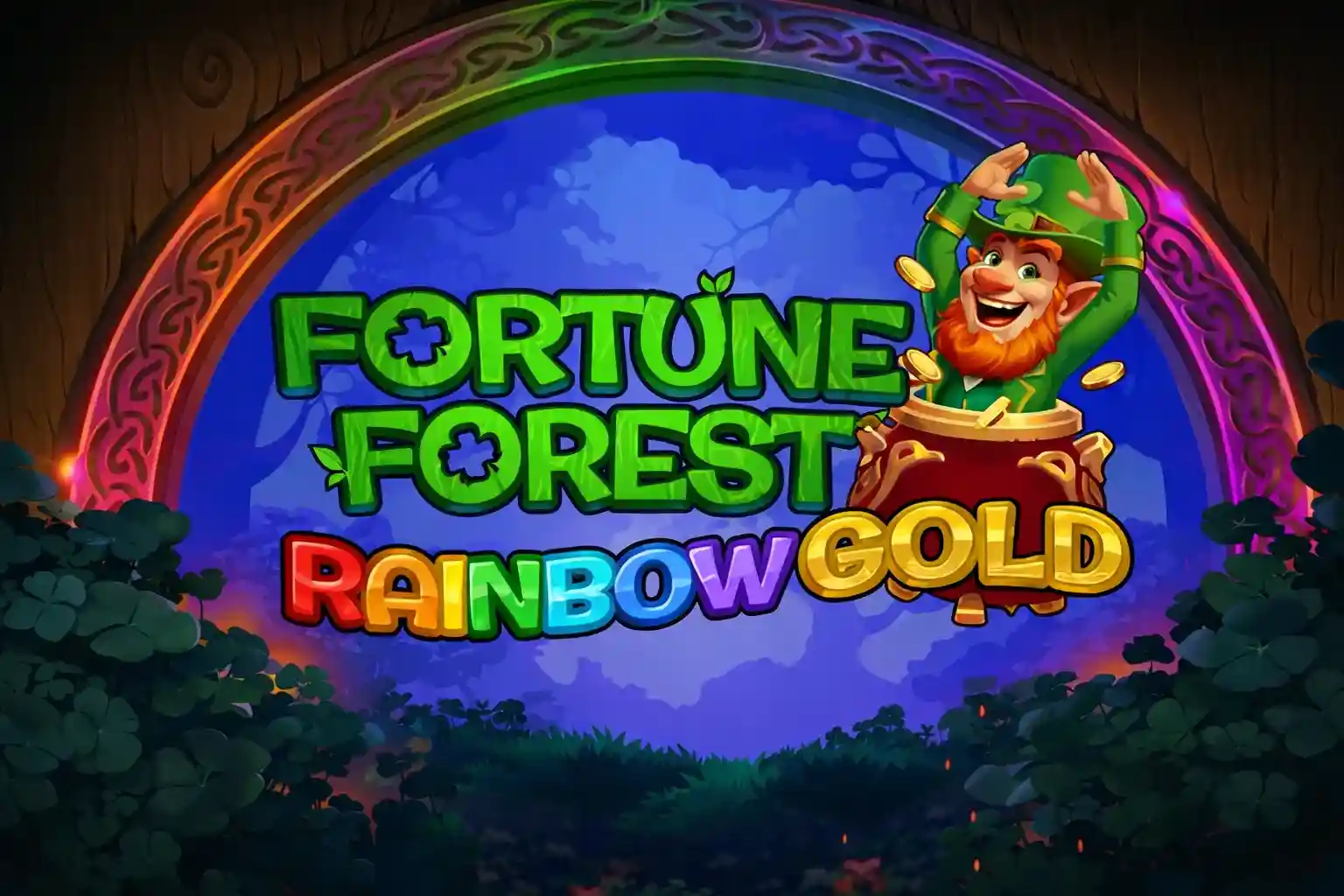 Fortune Forest Rainbow Gold slot game banner with leprechaun and rainbow in Bangladesh